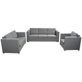 Set canapele material textil gri deschis 3 buc. - Img 2