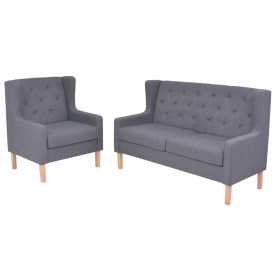 Set cu canapea, 2 piese, material textil, gri