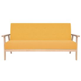 Set cu canapele, 2 piese, material textil, galben - Img 3
