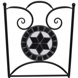 Set de 2 scaune din mozaic, culoare negru și alb - Img 3