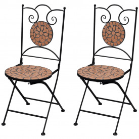 Set de 2 scaune din mozaic, culoare teracota
