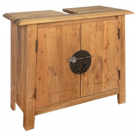 Set de baie 5 piese, lemn masiv de pin reciclat - Img 2