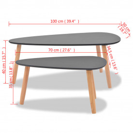 Set masă cafea, 2 piese, lemn masiv de pin, negru - Img 11