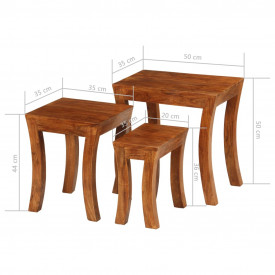 Set mese suprapuse,3 piese,lemn masiv acacia, 50x35x50 cm, maro - Img 11