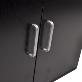 Set mobilier baie format din 9 piese cu chiuvete incluse, Negru - Img 6
