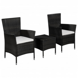 Set mobilier bistro de exterior, poliratan, negru