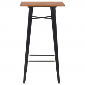 Set mobilier de bar, 3 piese, maro și negru, oțel - Img 3