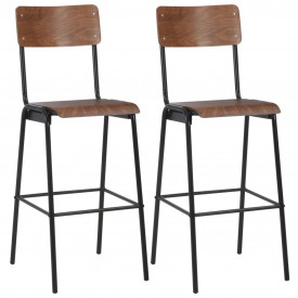 Set mobilier de bar, 3 piese, maro și negru, oțel - Img 7