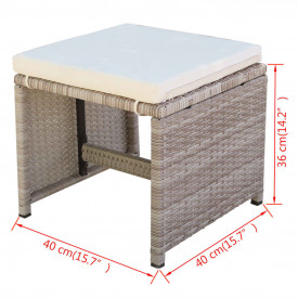 Set mobilier de exterior 11 piese, poliratan, gri/bej - Img 11