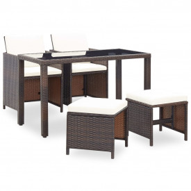 Set mobilier de exterior 11 piese, poliratan, maro