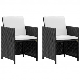 Set mobilier de exterior 11 piese, poliratan, negru - Img 2
