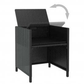 Set mobilier de exterior 11 piese, poliratan și acacia, negru - Img 6
