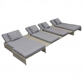 Set mobilier de exterior, 15 piese, poliratan, gri - Img 5