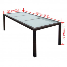 Set mobilier de exterior, 17 piese, poliratan, maro - Img 9