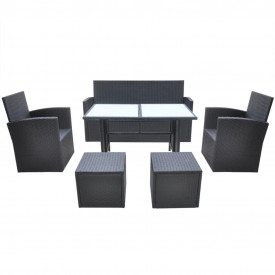 Set mobilier de exterior 18 piese, poliratan, negru - Img 3