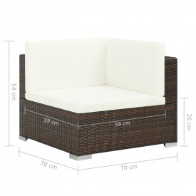 Set mobilier de exterior, 23 piese, poliratan, maro - Img 8