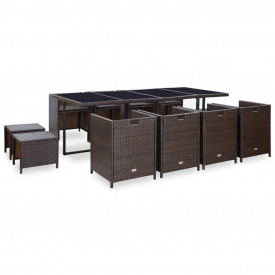 Set mobilier de exterior 33 piese, poliratan, maro - Img 3