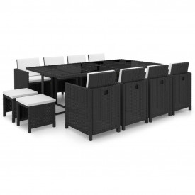 Set mobilier de exterior 33 piese, poliratan, negru