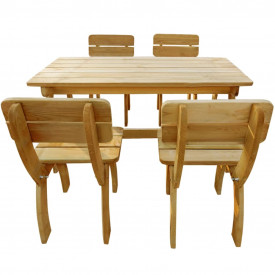 Set mobilier de exterior, 5 piese, lemn de pin tratat - Img 3