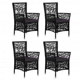Set mobilier de exterior, 5 piese, poliratan, negru - Img 3
