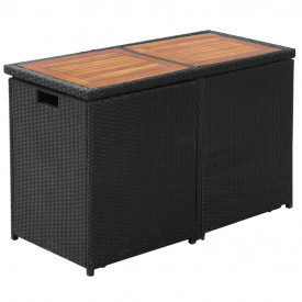 Set mobilier de exterior 7 piese, poliratan, negru - Img 6