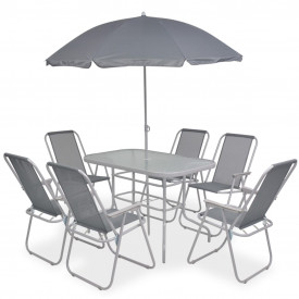 Set mobilier de exterior, 8 piese, textilenă, gri