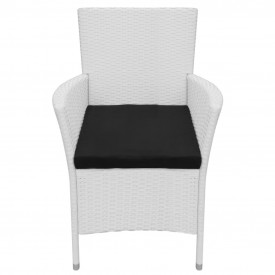 Set mobilier de exterior 9 piese, poliratan, alb crem - Img 7