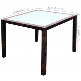 Set mobilier de exterior, 9 piese, poliratan, maro - Img 10