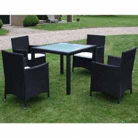 Set mobilier de exterior, 9 piese, poliratan, negru