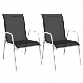 Set mobilier de exterior, oțel și textilenă, 50 x 71 cm, negru - Img 4