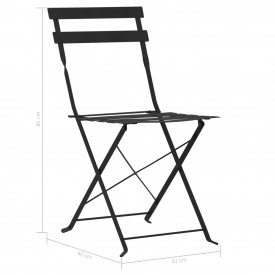 Set mobilier de exterior tip bistro, negru, 3 piese, oțel - Img 10