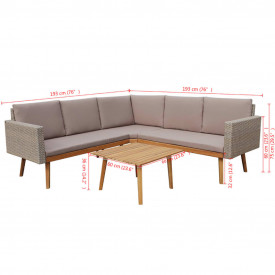 Set mobilier de grădină, 13 piese, poliratan, gri - Img 8