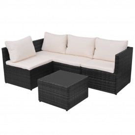 Set mobilier de grădină, 13 piese, poliratan, negru - Img 5