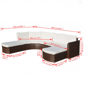 Set mobilier de grădină, 16 piese, poliratan, maro - Img 6