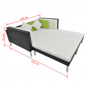Set mobilier de grădină, 17 piese, poliratan, negru - Img 10