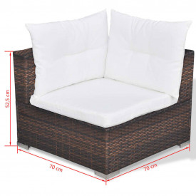 Set mobilier de grădină 32 piese, poliratan, maro - Img 11