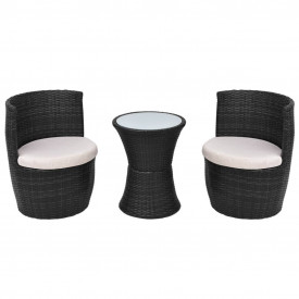 Set mobilier de grădină, 5 piese, poliratan, negru - Img 2