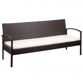 Set mobilier de grădină, 9 piese, poliratan, maro și alb crem - Img 2