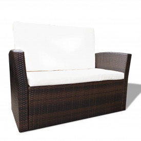 Set mobilier de grădină cu canapea 10 piese, poliratan, maro - Img 4