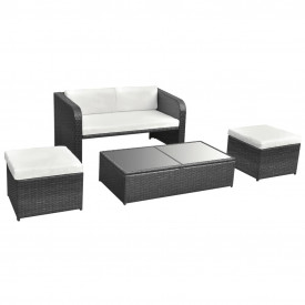 Set mobilier de grădină cu canapea 9 piese, poliratan, negru - Img 6