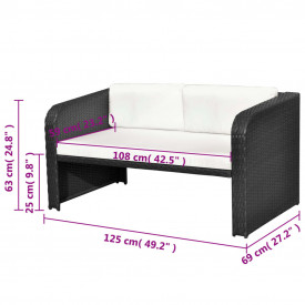 Set mobilier de grădină cu canapea 9 piese, poliratan, negru - Img 11