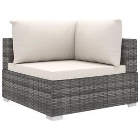 Set mobilier de grădină cu perne, 4 piese, gri, poliratan - Img 3