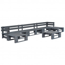 Set mobilier de grădină din paleți, 6 piese, gri, lemn FSC