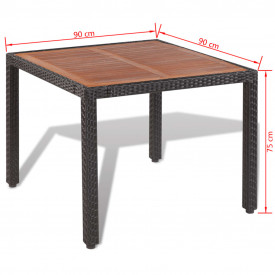 Set mobilier de grădină din ratan cu 4 scaune si masa cu blat de lemn - Img 9