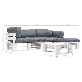 Set mobilier de grădină paleți, perne gri, 4 piese, lemn FSC - Img 2