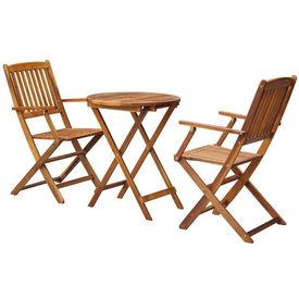 Set mobilier exterior, 3 piese, lemn de acacia, pliabil, rotund