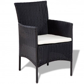 Set mobilier grădină, 7 piese, poliratan, negru și alb crem - Img 3