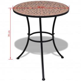 Set mobilier grădină bistro, 60 cm, mozaic, 2 scaune, teracotă - Img 11