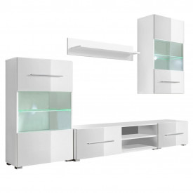 Set mobilier TV 5 piese cu iluminare LED alb - Img 2