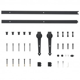 Set piese pentru ușă glisantă, negru, 183 cm, oțel - Img 5